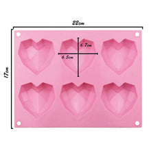 Load image into Gallery viewer, DIAMOND HEART SILICONE MOLD (6 CAVITY) - Shapem