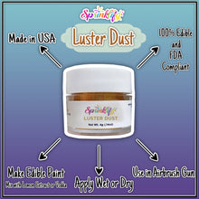 Load image into Gallery viewer, Luster Dust by Sprinklify - 24K GOLD - Food Grade Pearlized Dust for Cakes, Cookies, Chocolates, Treats
