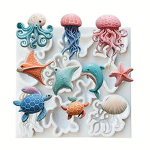 Load image into Gallery viewer, OCEAN CREATURES MOLD - Dolphin, Jellyfish, Sea Turtle