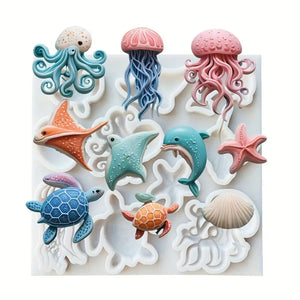 OCEAN CREATURES MOLD - Dolphin, Jellyfish, Sea Turtle