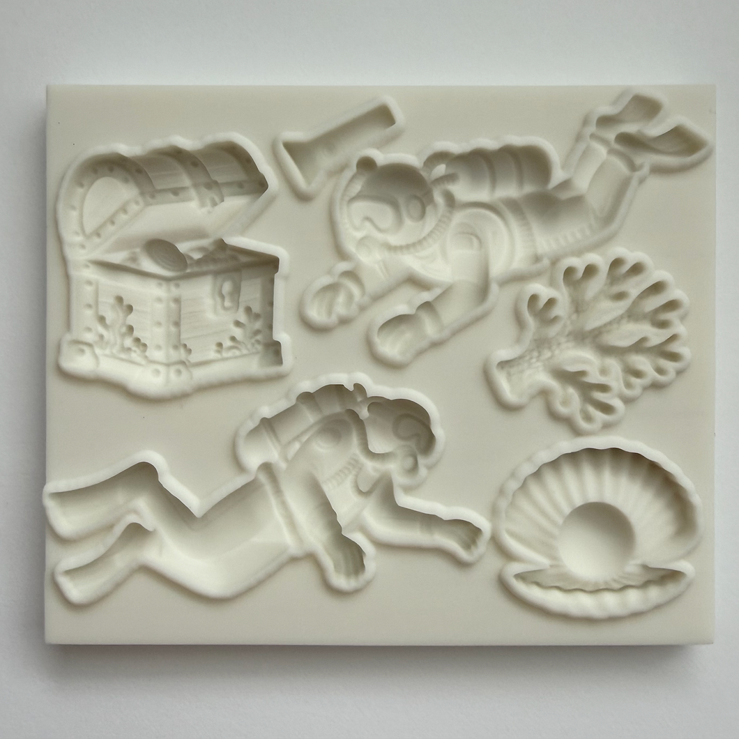 UNDER THE SEA MOLD - Diver, Treasure Chest, Pearl, Corals