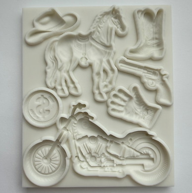 COWBOY THEME MOLD (Hat, Horse, Boots, Gun, Bike, Glove)