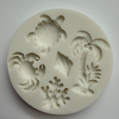 OCEAN CREATURES MOLD - Sea Turtle, Crab, Seashell, Palm Tree