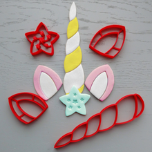 Load image into Gallery viewer, UNICORN COOKIE CUTTER SET - Ears, Horn &amp; Star - Shapem