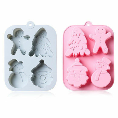CHRISTMAS VARIETY MOLD - Santa, Snowman, Pine Tree & Gingerbread