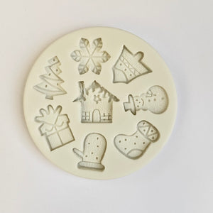 CHRISTMAS VARIETY MOLD - MITTEN, SOCK, PINE TREE, SNOWMAN, SNOWFLAKE