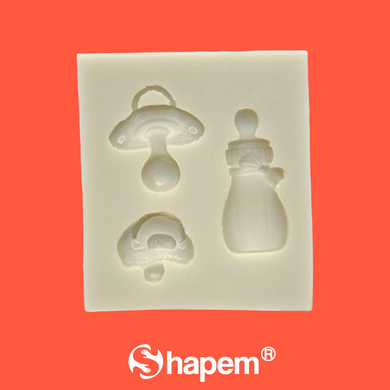 BABY SHOWER MOLD - BABY BOTTLE, PACIFIER & BIB SILICONE MOLD