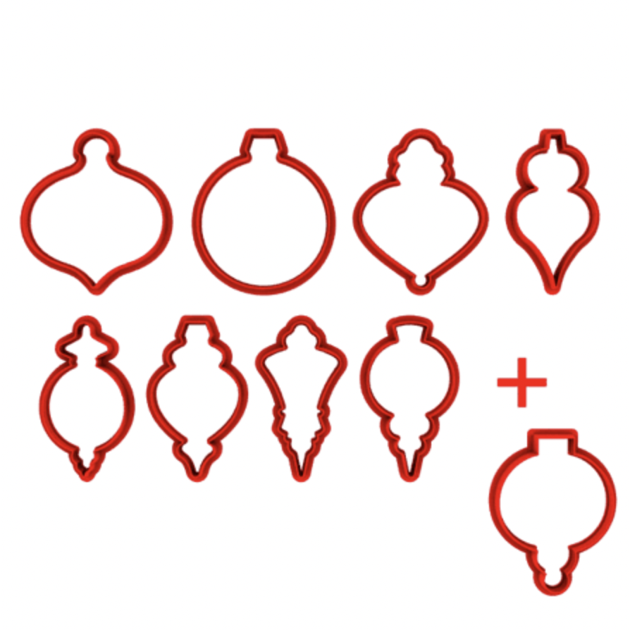 CHRISTMAS ORNAMENTS COOKIE CUTTER SET (9 pcs. Small) - Shapem