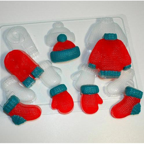 KNITTED VARIETY MOLD - MITTENS, SWEATER, HAT, SCARF, SOCKS - Shapem