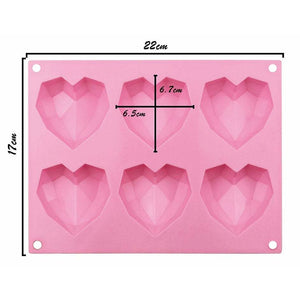 DIAMOND HEART SILICONE MOLD (6 CAVITY) - Shapem