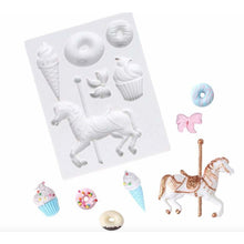 Load image into Gallery viewer, CAROUSEL VARIETY MOLD - HORSE, ICE CREAM, DONUT, CUPCAKE - Shapem